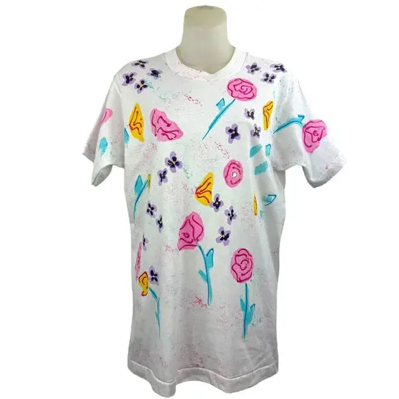 90's floral glitter and bling Tshirt by BACK2BACK - Picture 1 of 6